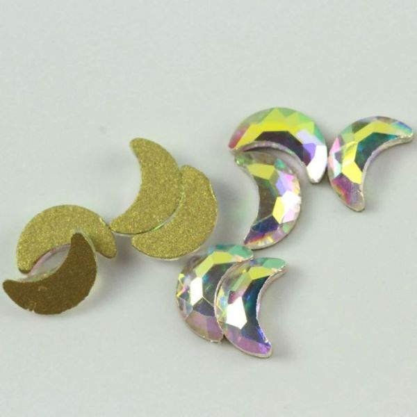 Moon Shaped AB/Clear Color Flatback Stone