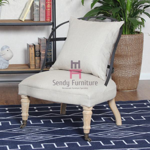 Стул софы Бакрест металла безрукий с колесами, деревенскими деревянными стульями гостиной ноги