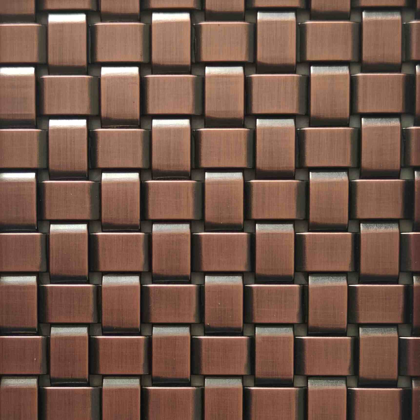 Rectangular Block Antique Copper Grid Woven Metal Mesh