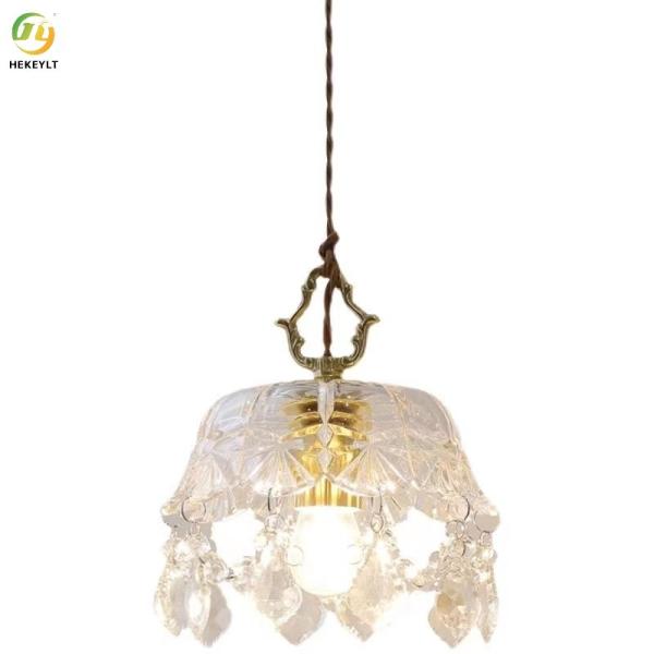 Французский латунный 20-сантиметровый ретро стеклянный подвесной светильник с роскошным входным коридором на балконе