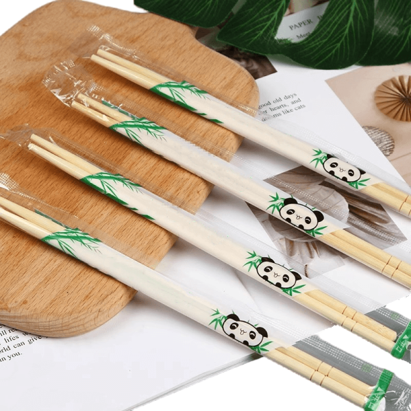 Customized Logo Round Bamboo Disposable Chopsticks and Disposable Natural Color