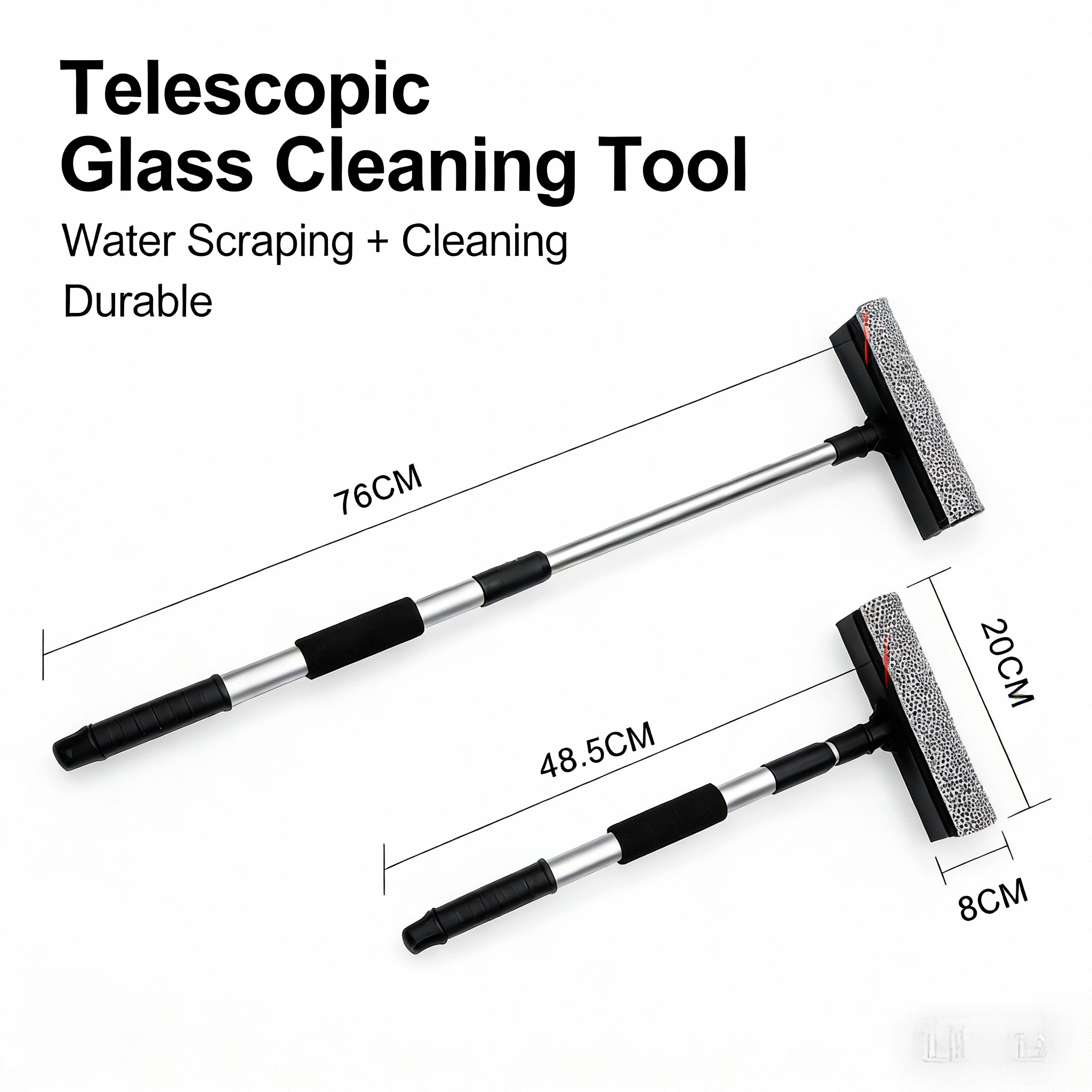 Adjustable Dual-Sided Sponge & Rubber Squeegee - Multi-Use for Car Windshield & Glass