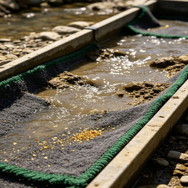 1800GSM Gold Mining Carpet PP & Polyester Blend Gold Sluice Mat with Waterproof Backing