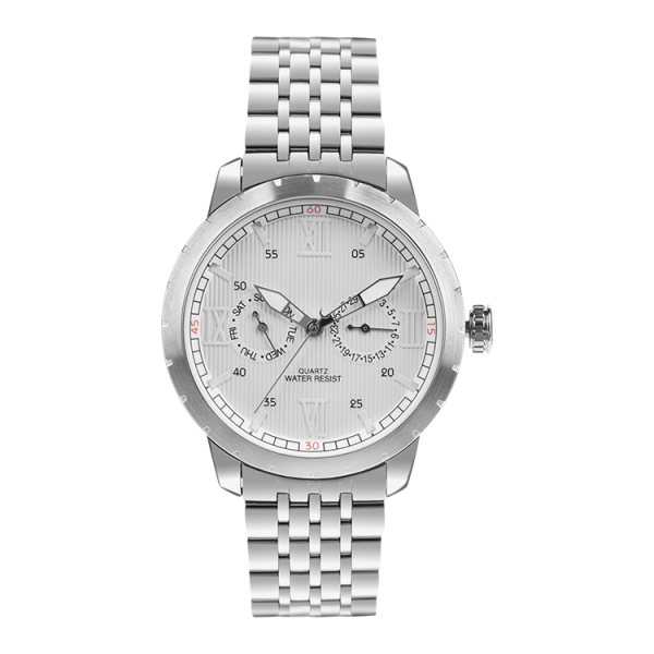 5ATM Water-Resistant Black/White Quartz Watch With Date Display