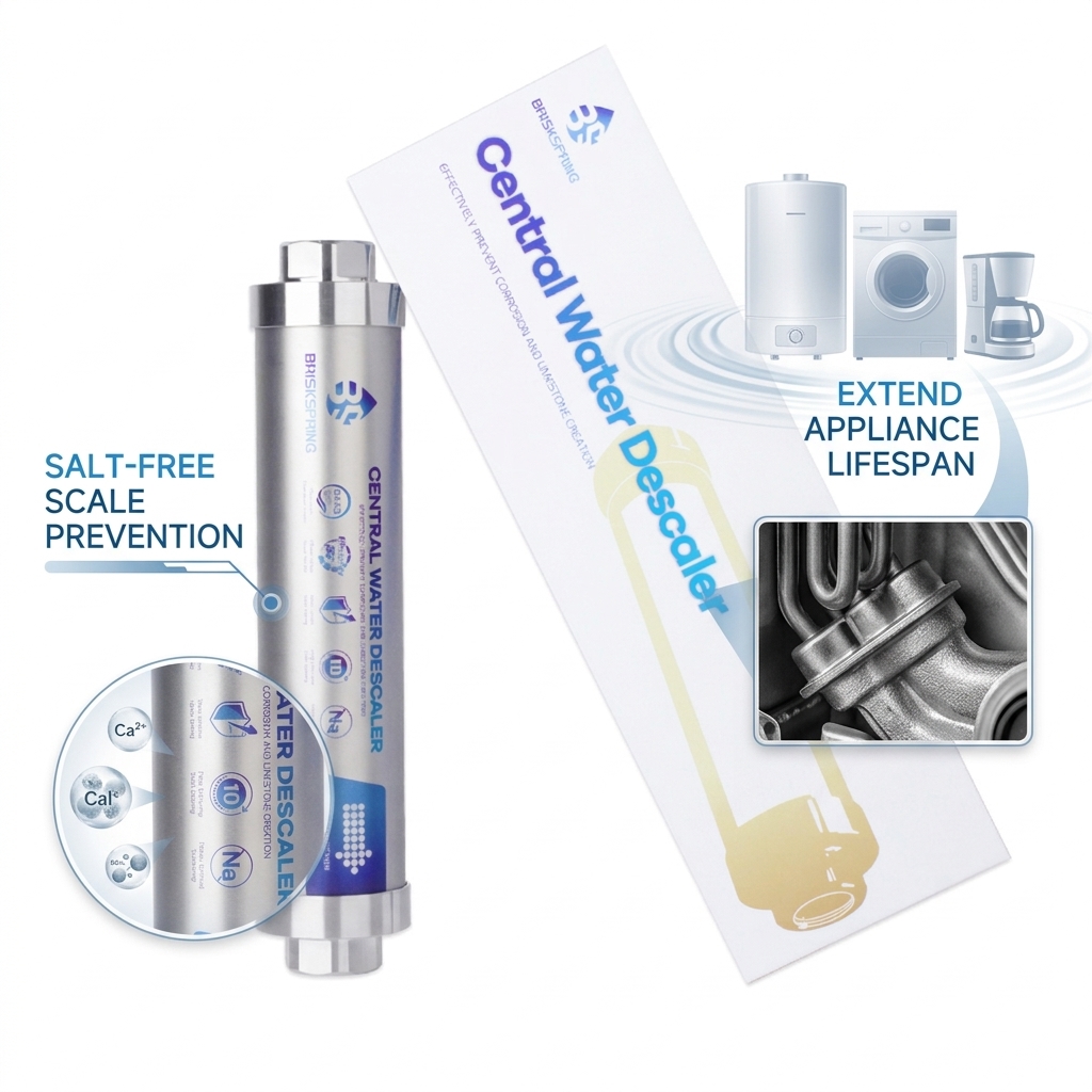 Salt-Free Water Descaler System: Stop Hard Water Scale, Extend Appliance Lifespan & Improve Water Efficiency (No Chemicals Needed)