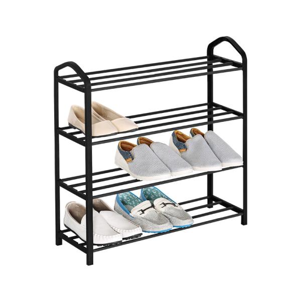Oem 4 Tier Small Shoe Rack Organizer Black Metal Iron Curved Handle