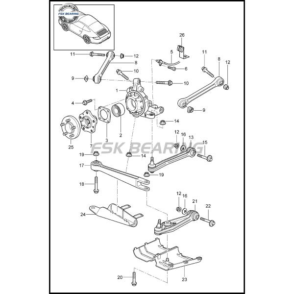 Porsche 911 Carrera 997 Rear Lower Suspension Arm 99733104301
