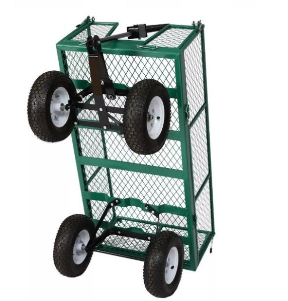 Convenient Poly Pull Dump Green Liner Garden Cart Trolley Wagon for Tools