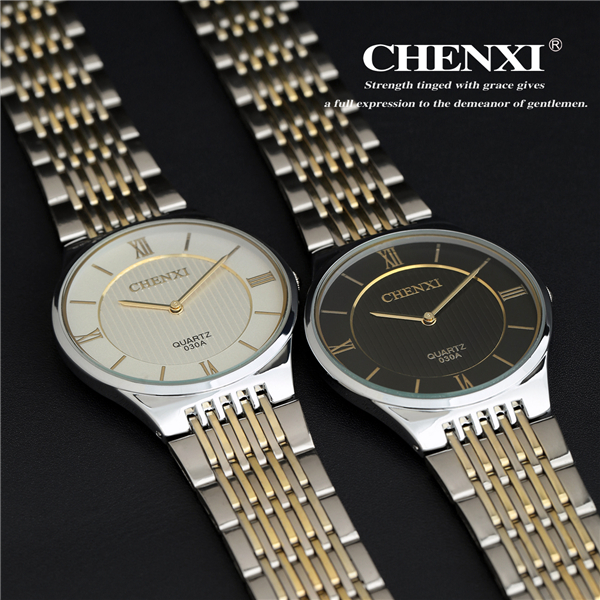 T030A9 CHENXI Brand Wristwatch Unisex Wholesale Gold Stainless Steel Case Quartz Watches