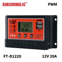 Contrôleur de charge solaire 20A Pwm 5V 2A sortie USB manuel 12 24 Volt Contrôleur de charge
