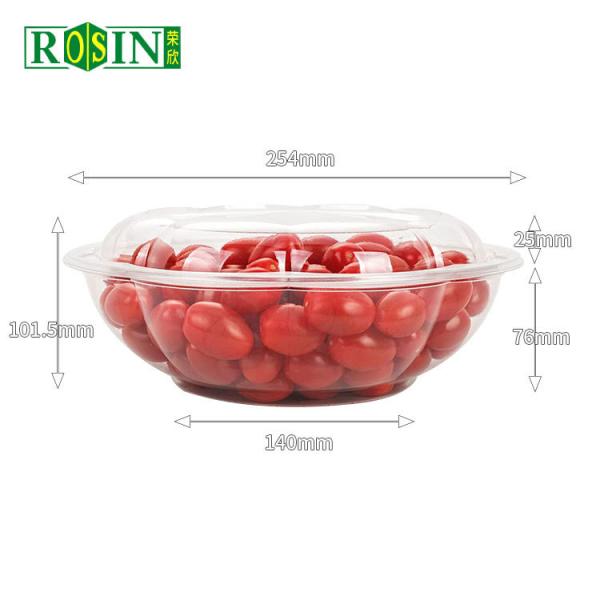 64oz Custom PET Round Plastic Fruit Packaging Plastic Food Packaging With Lid