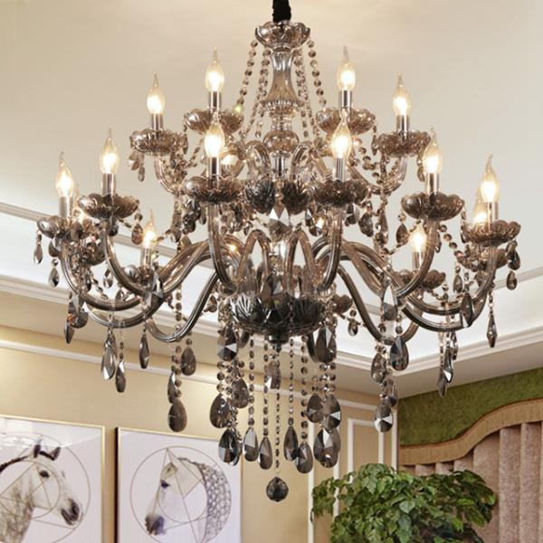 E14 suporte da lâmpada contemporâneo 240V Crystal Candle Chandelier luxuoso de prata