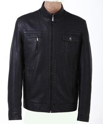 Chaquetas casuales de encargo del negro y del café, obra clásica que hace punto las chaquetas de cuero ligeras para hombre