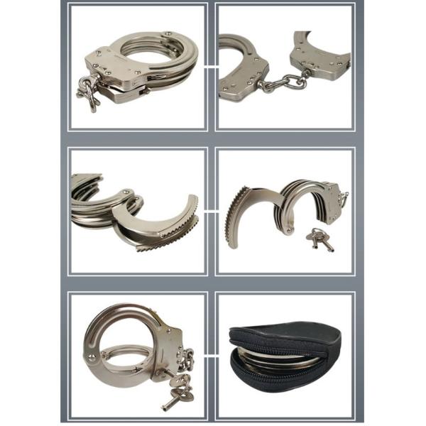 Two Keys Police Issue Handcuffs , 200mm Length Law Enforcement Handcuffs