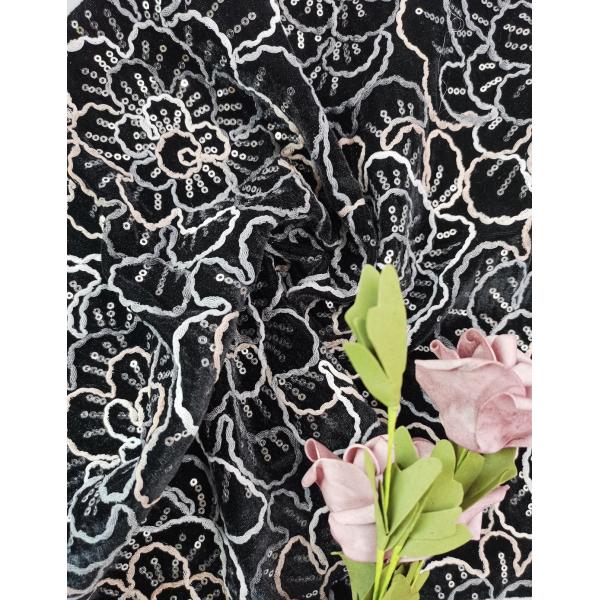 Ткань платья вечера вышивки вышитой ткани Sequin бархата