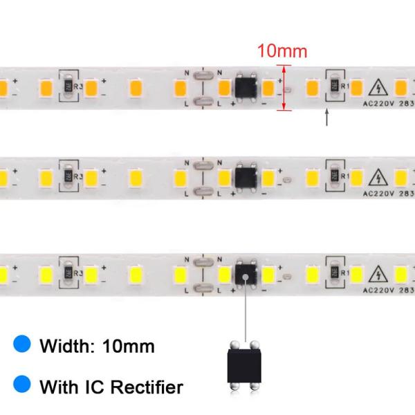 10mm branco 240leds 6500K Electroplate IP44 SMD2835 Led Strip Light Alto voltagem 110v220v