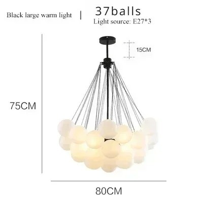 Glasses Bubble Chandeliers Nordic Frosted Glass Gold Black Pendant Light （WH-AP-669）
