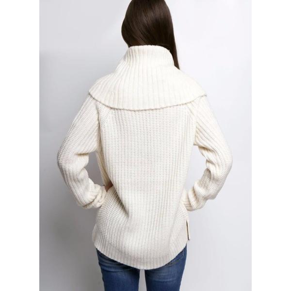 Women's 55% nylon/35% acrylic/10% wool knitted pullover cowl neck sweater