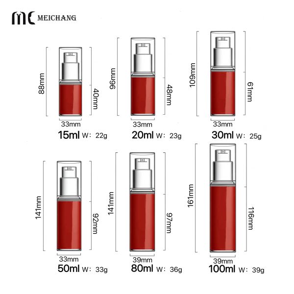 15ML 20ML 30ML 50ML 80ML 100ML PP Airless Bottle for Makeup Concealer, Primer & More（MC-276)