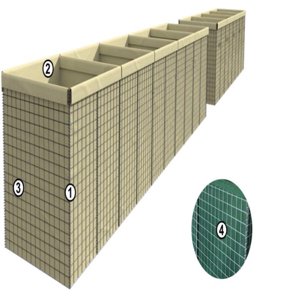 Galfan Coated Easily Assembled Hesco Barrier with 50 X 50mm Mesh Size for Defensive Protection