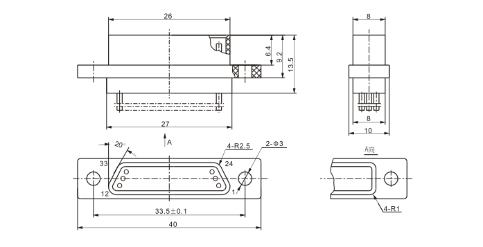 MIL-DTL-83513 Rectangular Electrical Connectors 33 Pin Female Connector CDbF series