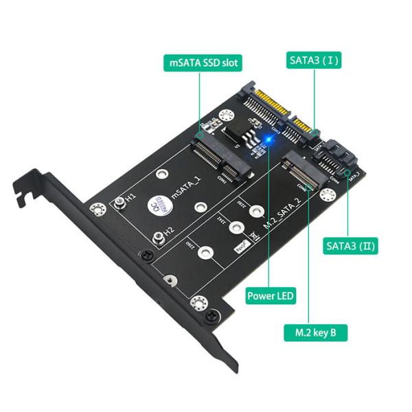 2 в 1 MSATA/SSD M.2 NGFF, который нужно удвоить переходник SATA3 с полным кронштейном профиля высоты