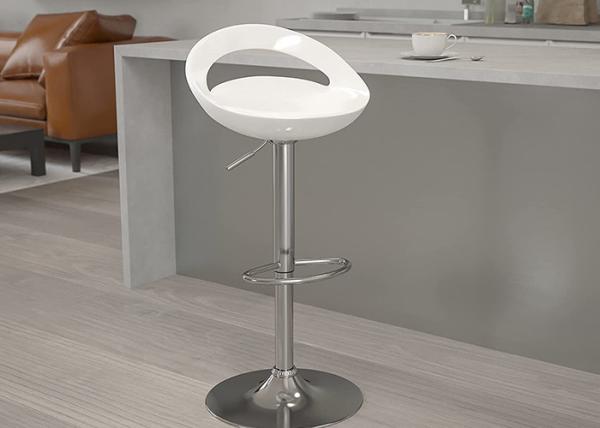 Chrome Base 42*46mm Counter Height Bar Stools White ABS Plastic Hotel High Chair