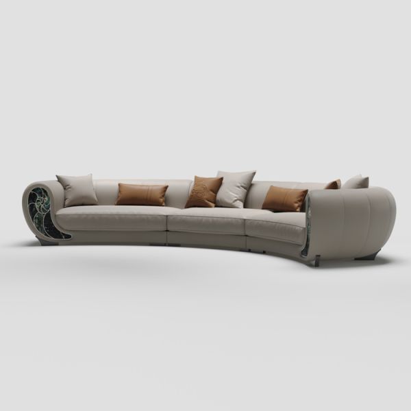 Modern Creative Conch Sofa Leather High-End Luxury Curved Design Extendable for