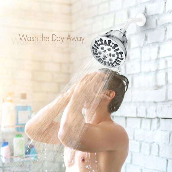 Exposed Shower Faucet Feature Without Slide Bar High Pressure Rain Fixed Shower Head