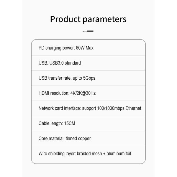 Высокоскоростное 4K HDMI 6 в 1 5Gbps типе Lan PD 1Gbps RJ45 станции стыковки 60W c