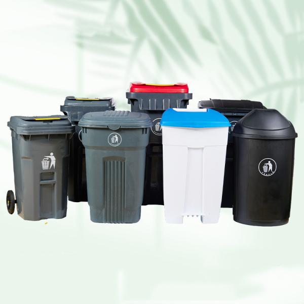 160L Mobile Dustbin Red Black Plastic Garbage Containers On Wheels