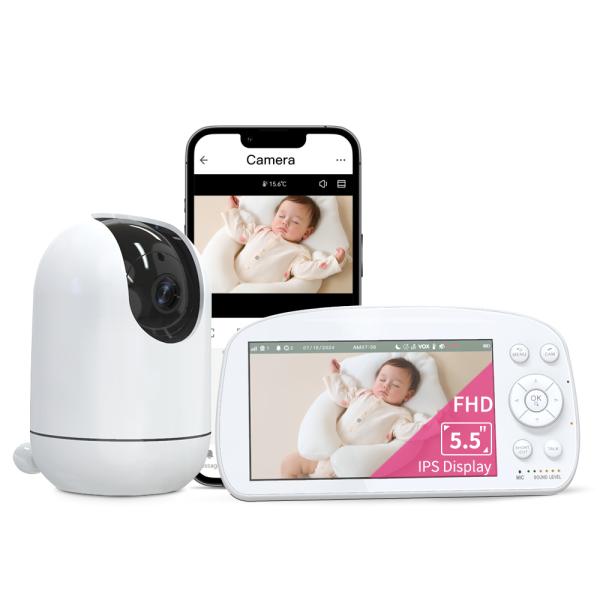 5.5  1080P WIFI Video Baby Monitor Soporte de teléfono móvil y monitor