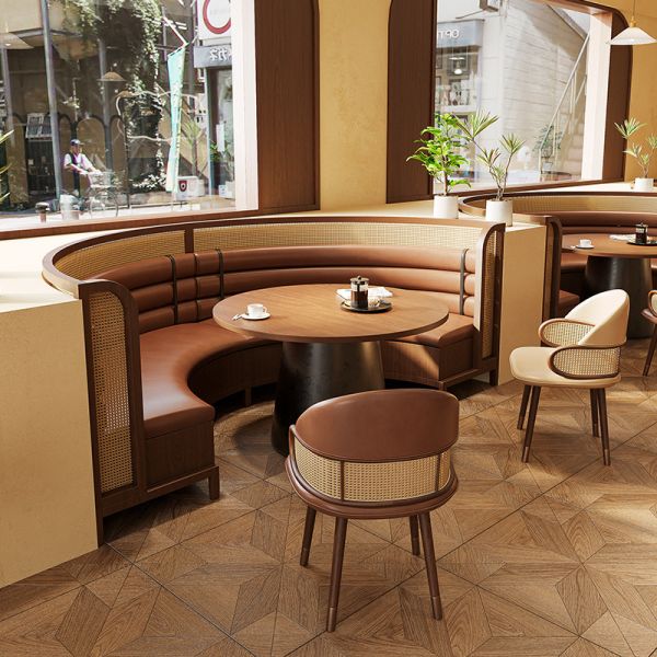 Hot Sale Custom Cafe Restaurant Furniture Table and Chair Set  Solid Wood Rattan Commercial Factory Direct