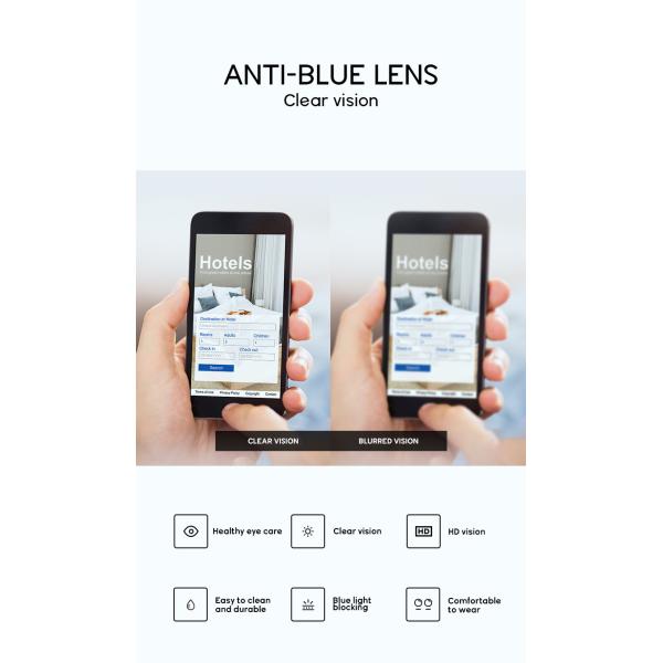 Fashion 136MM Anti Blue Light Reading Glasses Men Women'S Computer