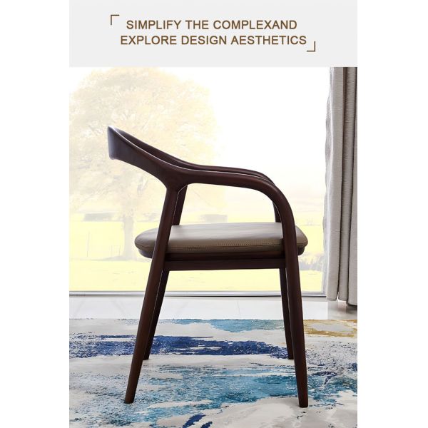 Dining Room Set Vintage Walnut Nordic Solid Wood Dining Chair Leather Luxury Wooden Chairs Modern Room Dining Table Seating