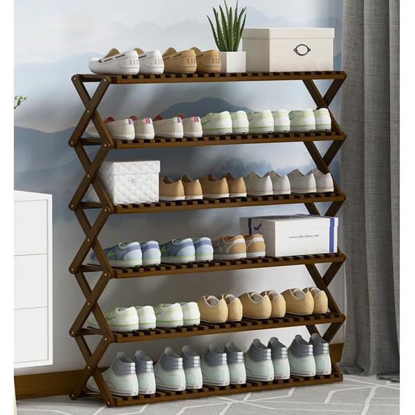 Bamboo Foldable Shoe Rack Free-standing Storage Shelf for Hallway Entryway Bedroom Mail Packing Y Bamboo Narrow Organizer