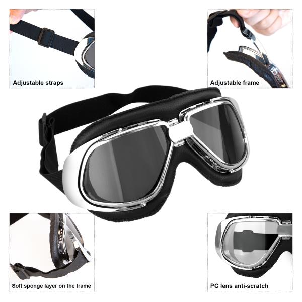 Объективы черных кожаных изумленных взглядов мотоцикла авиатора фотохромные для шлемов