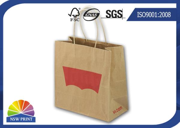 4C reciclado Logo Printing Brown Kraft Paper ensaca sacos de compras com punho de papel