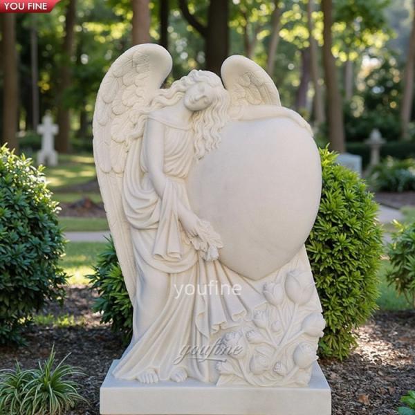 Custom Modern Outdoor Hand Carved Natural Stone Marble Weeping Angel Garden Statue Angel of Grief