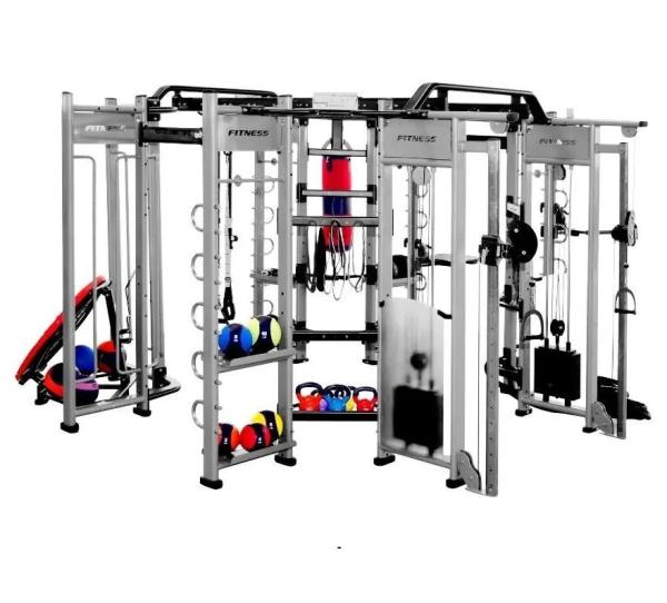 Appareil de gymnastique d'haltérophilie à huit portes