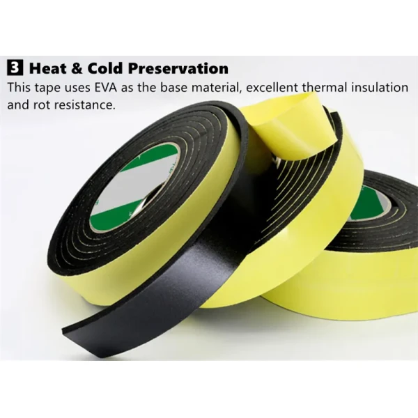 Strong Adhesion EVA Black Sponge Foam Rubber Tape Anti-Collision Seal Strip 1/2/3/5mm for Packaging and Speaker