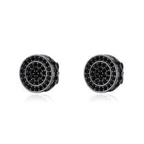 Black Zirconium Copper Earrings  Round Diamond Earrings 3.5g