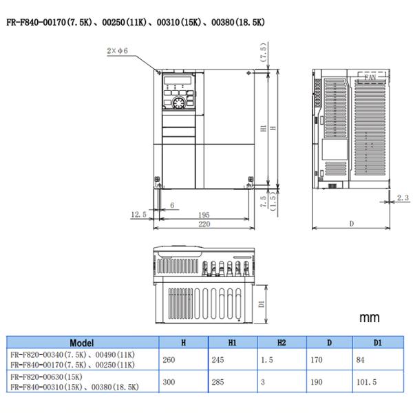 Промышленный инвертор 3.7kW FR-F840-00083-2-60 FR-F840-00052-2-60 VFD