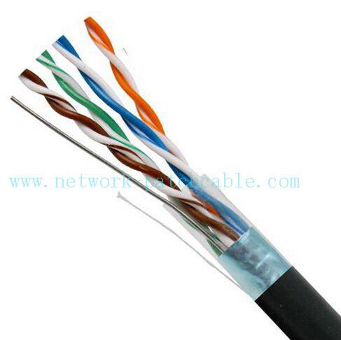 Black 4P Exterior Grade UTP Outdoor Cat5e Cable 100MHz Fire Resistant