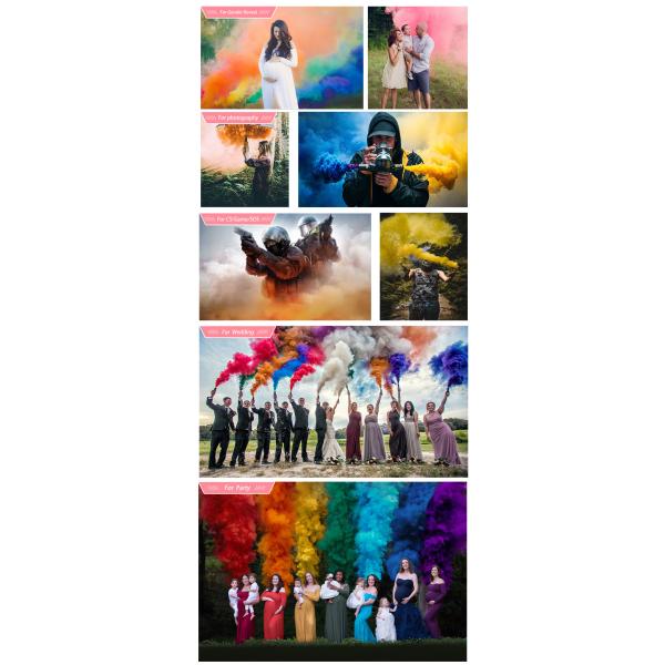 2 Minutes Rainbow Colorful Smoke Bomb Handheld OEM Package