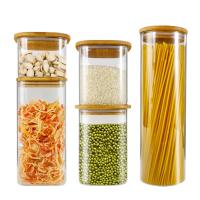 Frasco da especiaria do vidro de Borosilicate dos recipientes de armazenamento 30ml do alimento com tampas de bambu