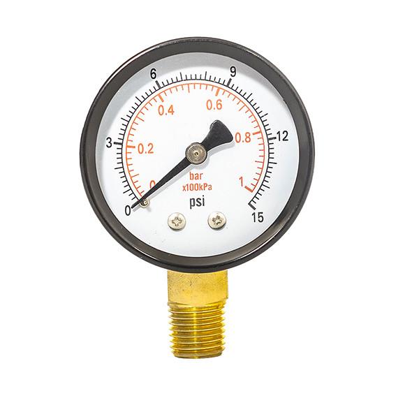 Black Stainless  2 50mm 15 Psi Water Pressure Gauge 1/8 BSPT