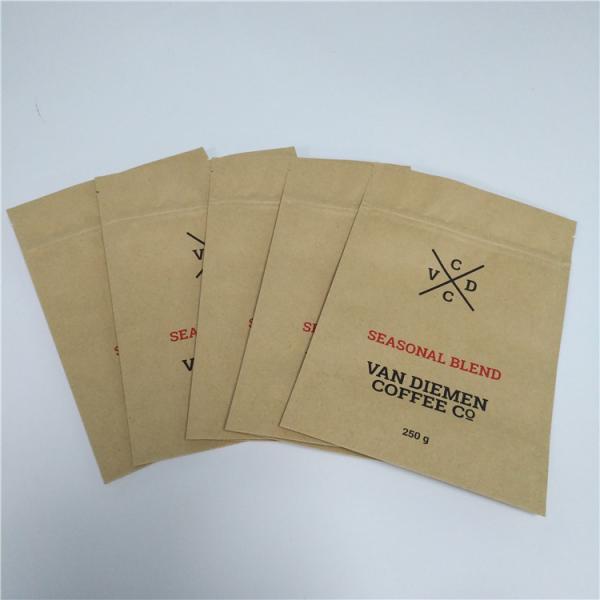 Kraft Brown Paper Snack Bag Packaging Stand Up Pouch Flat Bottom With Zipper