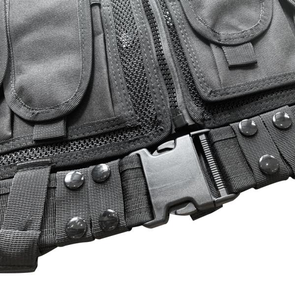 Veste noire de protection confortable avec plusieurs poches pour le corps et le tissu de l'équipement