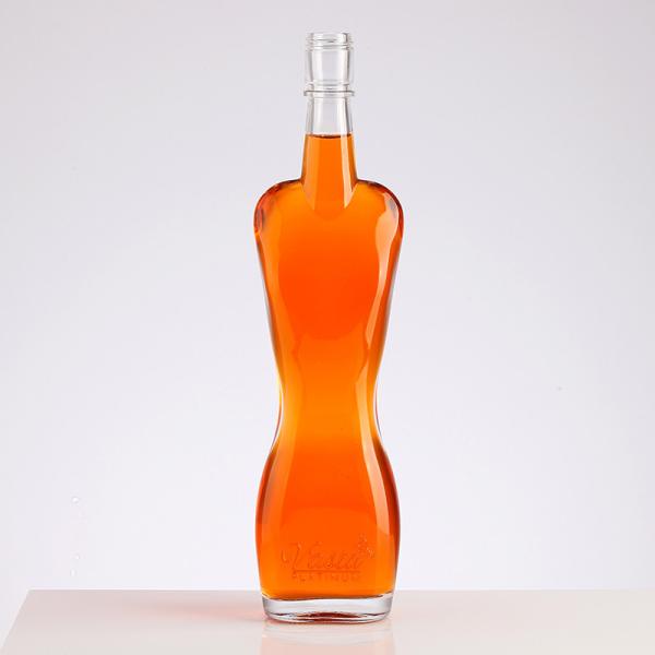 Colar de vidro 500 ml 50 cl Forma do corpo Mulher Whisky Spirits Garrafa de rum com tampa à prova de adulteração